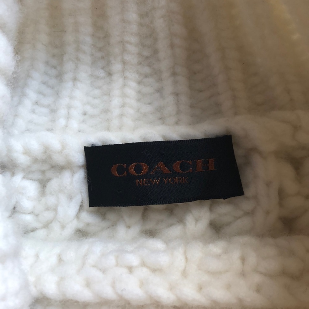 Coach cream wool fringe turtleneck sweater - Picture 3 of 5